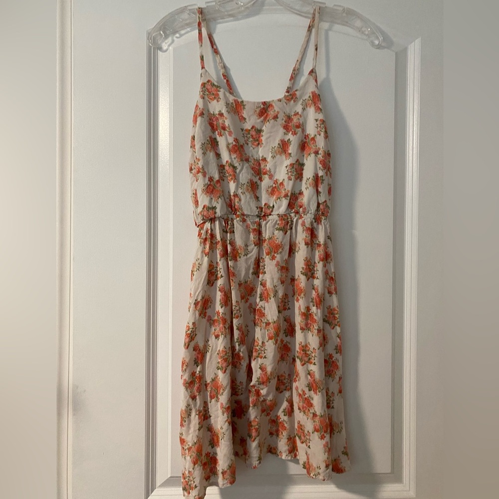 Creamy white dress with small pink floral pink floral